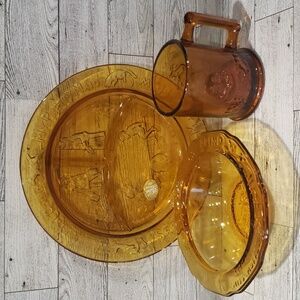 Vtg. Tiara 3 pc Child' Nursery Rhyme Dish Set Mug: Humpty Dumpty & Mother Goose